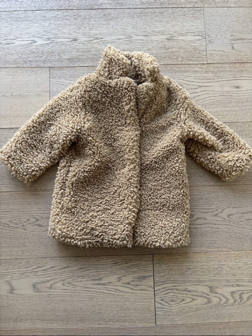 H&M Kids Teddy Puffer Jacket in Beige